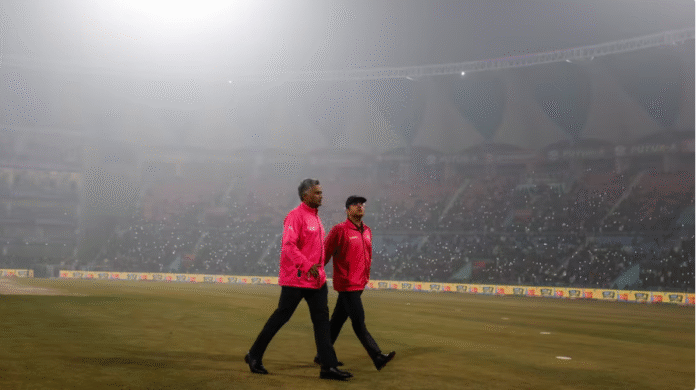 The Lucknow T20 International match was abandoned without a ball being bowled due to fog.
