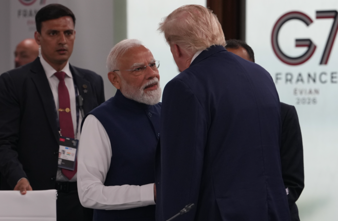 Modi and Trump meet at the G-7 summit.